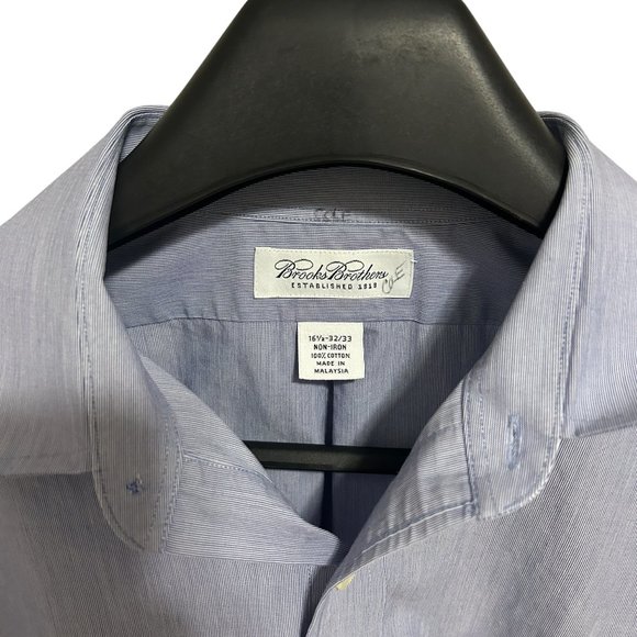 Brooks Brothers Non Iron Button Down Shirt Blue Long Sleeve Mens 16.5 32… - Picture 3 of 6